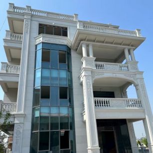 江门 芝麻白花岗岩别墅外墙干挂效果展示