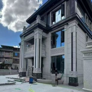 江门 别墅干挂，芝麻白与芝麻黑完美配合