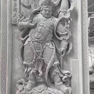 江门 芝麻灰花岗岩人物雕刻——多闻天王