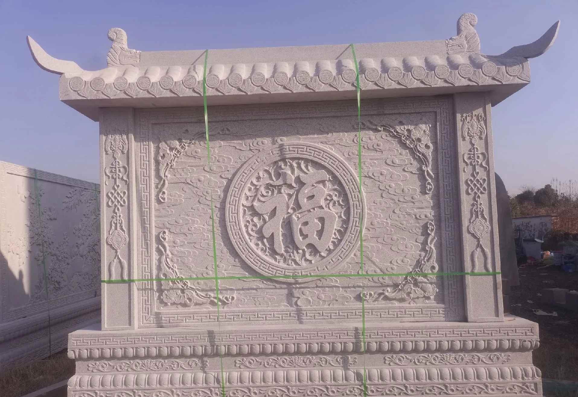 江门 芝麻白花岗岩屏风，照壁，影壁